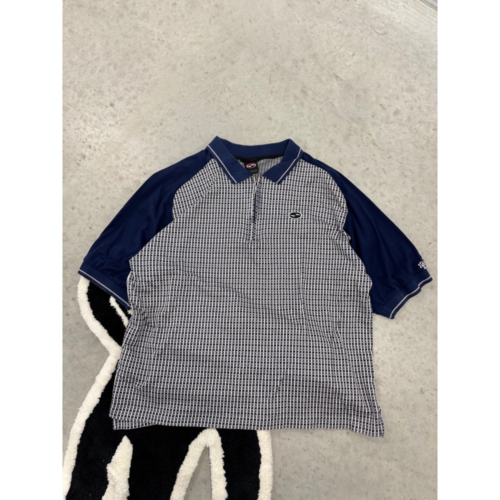 Vintage Nike Tiger Woods Collection Golf Polo Shirt Navy Geometric Mens Large